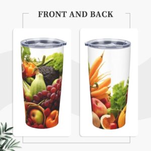 Various Vegetables and Fruit print 20 oz Stainless Steel Tumbler With Lid And Straw Insulated Coffee Cup Portable Travel Mug For Cold And Hot Drinks