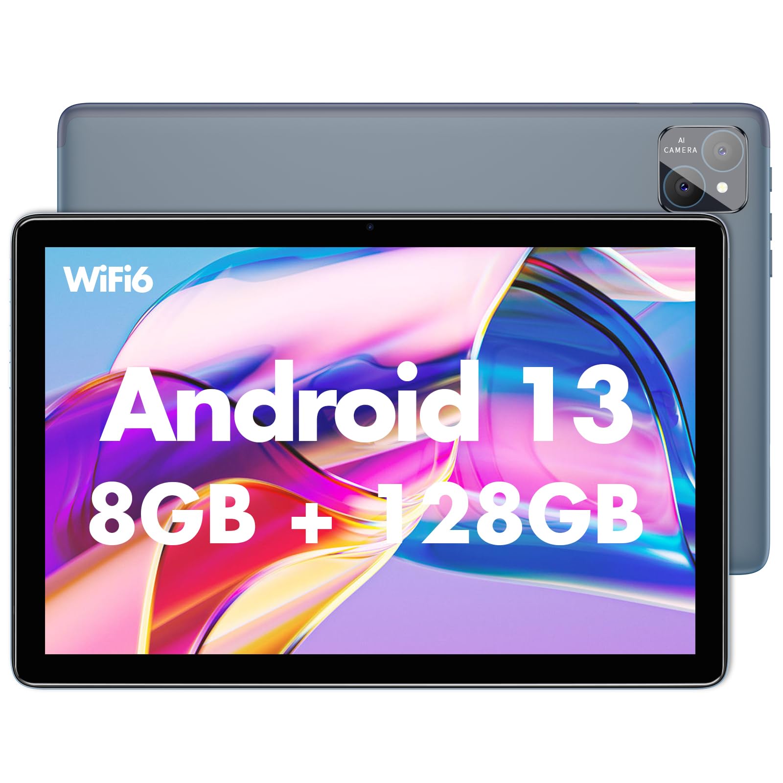 NEWISION Tablet 10 Inch Android 13 Tablets,8GB RAM(4+4GB Expand) 128GB ROM Tablets with A523 Octa-Core Processor,1280 x 800 IPS HD Display,8000mah, 5G WiFi Bluetooth 5,Dual Camera,Grey