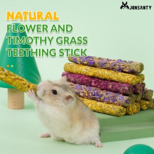 JONS NTY 50-60 PCS Natural Rabbit Chew Toys, Bunny Toys with Timothy Grass Apple Sticks, for Guinea Pig, Hamster, Chinchilla, Rat, Teething Toy for Small Animals