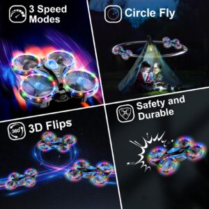 Drones for Kids - Toys for Boys Girls Perfect Christmas and Birthday Gifts - Dual Mode for Land and Fly Match LED Flash Lights wheels with 12 Scene Modes (Reef Blue)