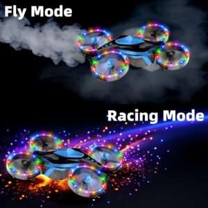 Drones for Kids - Toys for Boys Girls Perfect Christmas and Birthday Gifts - Dual Mode for Land and Fly Match LED Flash Lights wheels with 12 Scene Modes (Reef Blue)