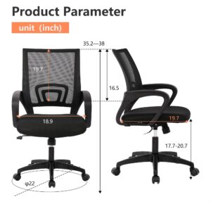 PayLessHere Home Office Chair Desk Computer Chair Adjustable Ergonomic Chair Lumbar Support Armrest Executive with High density Mesh 360 Degree Swivel Chair for Men Women Adults Chair, Black