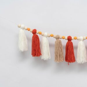 CANTLY Fall Autumn Tassel Garland - White Orange Groovy Party Decorations 1st Birthday High Chair Banner Backdrop for Baby Shower Halloween Party Decorations (Fall Autumn Tassel)