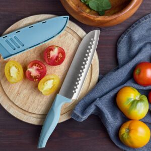 Dsmile 7 Inch Chef's Knive Sets Paring knives Japanese Chefs Knife Fruit and Vegetable Knife Stainless Steel Kitchen Utility Knives with Blade Guards(1 Pcs)