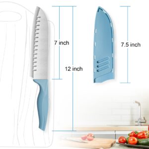 Dsmile 7 Inch Chef's Knive Sets Paring knives Japanese Chefs Knife Fruit and Vegetable Knife Stainless Steel Kitchen Utility Knives with Blade Guards(1 Pcs)