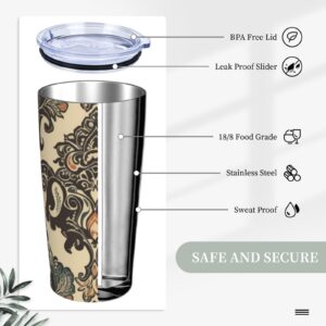 Asian Elephants print 20 oz Stainless Steel Tumbler With Lid And Straw Insulated Coffee Cup Portable Travel Mug For Cold And Hot Drinks