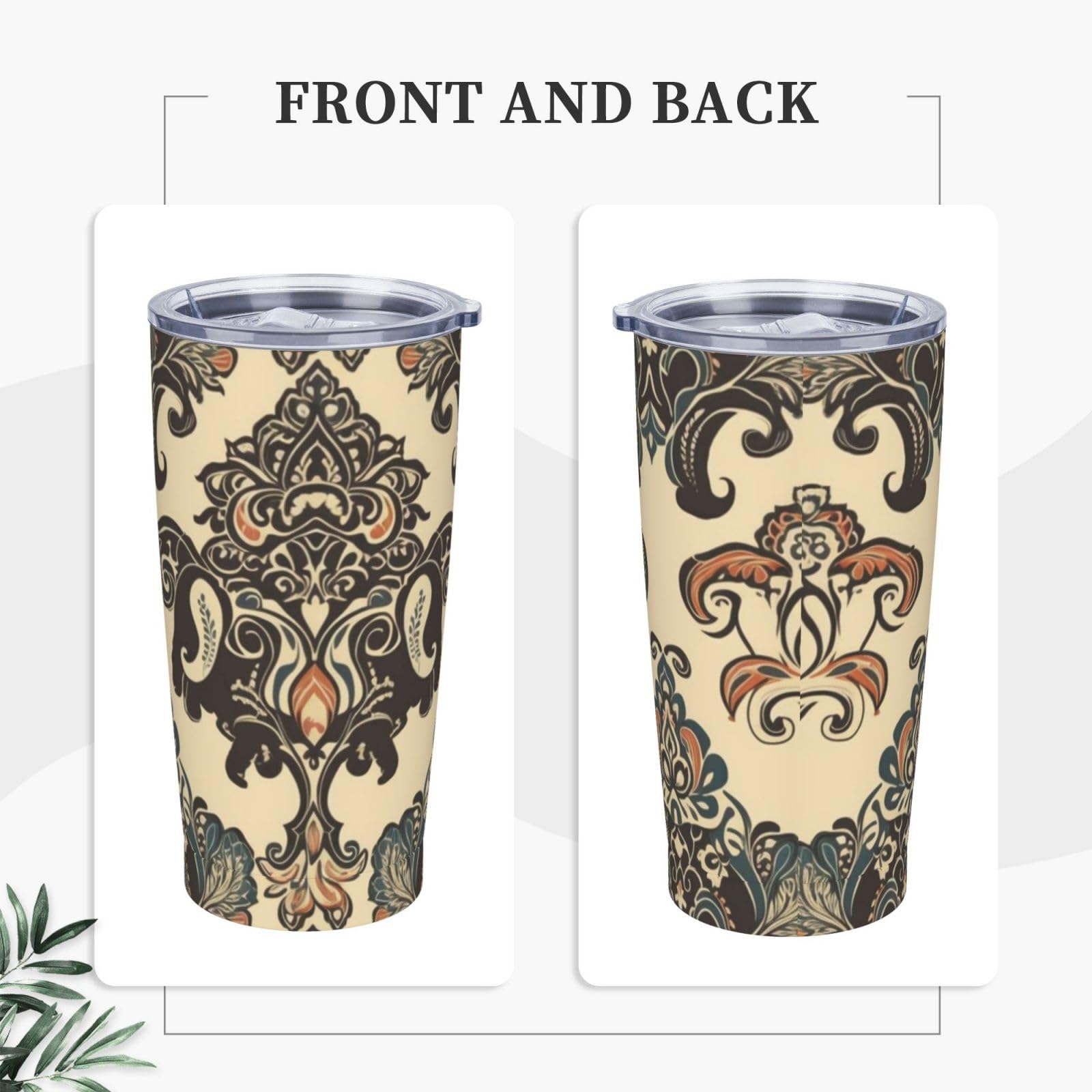 Asian Elephants print 20 oz Stainless Steel Tumbler With Lid And Straw Insulated Coffee Cup Portable Travel Mug For Cold And Hot Drinks