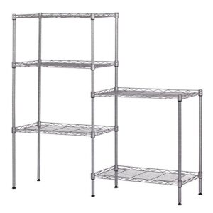 Imseigo 5-Shelf Adjustable Standing Shelf Units, Heavy Duty Storage Shelf Wire Shelving Unit Storage Shelves, Steel Organizer Wire Rack for Garage, Pantry, Closet, Kitchen, Laundry (Silver)