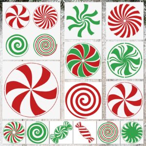 14 Pcs Christmas Stencils for Painting Christmas Candy Stencils Template Plastic Reusable Peppermint Candy Stencils on Wood for Christmas Decor Fabric Canvas DIY Home Decor