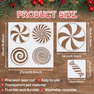 14 Pcs Christmas Stencils for Painting Christmas Candy Stencils Template Plastic Reusable Peppermint Candy Stencils on Wood for Christmas Decor Fabric Canvas DIY Home Decor