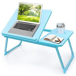 laptop desk for bed couch, portable lap desk for laptop, foldable bed table tray, kids lap desks with cup holder, laptop stand for bed, bed desk for laptop and writing (blue)