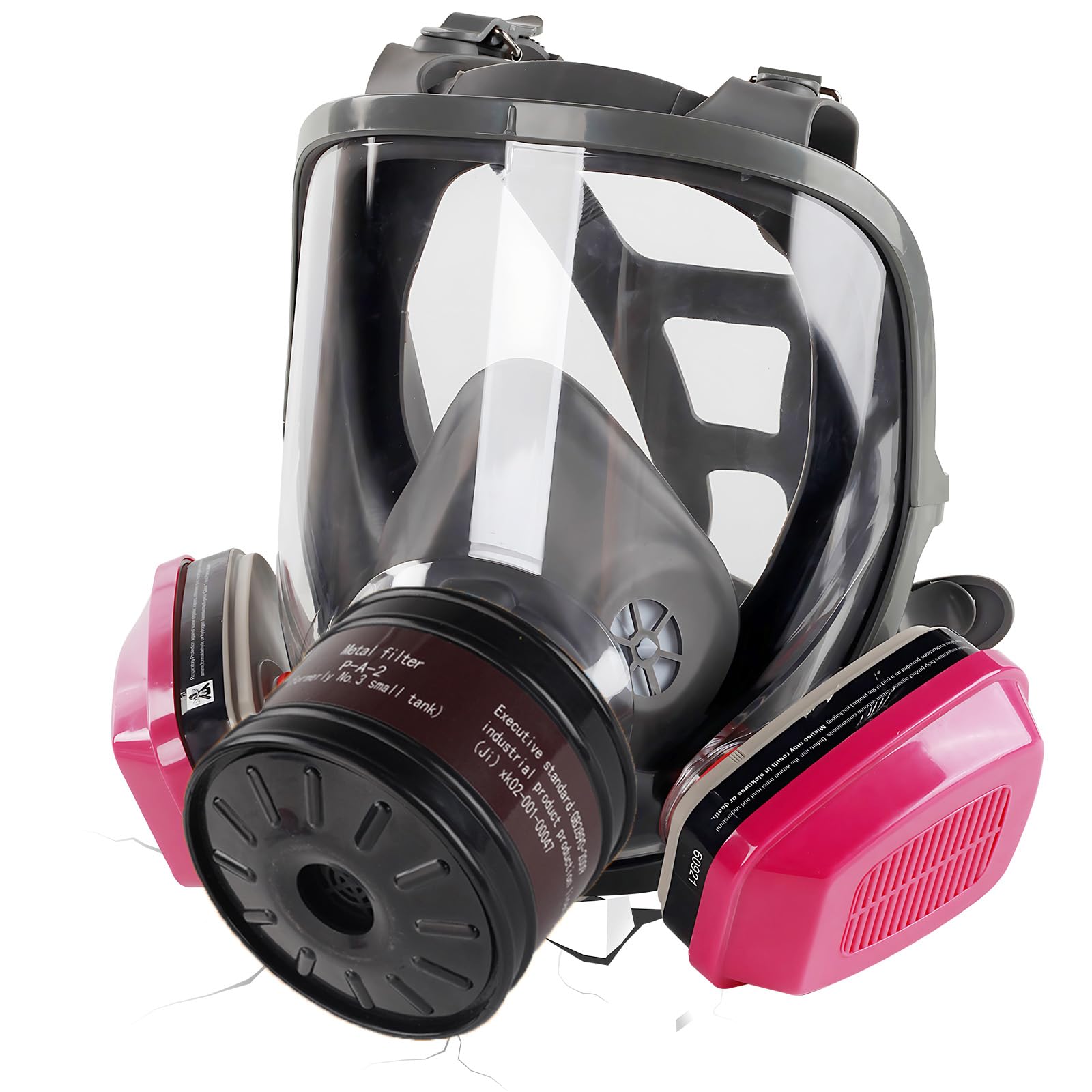 Full Face Gas Mask Respirator: Gas Masks Survival Nuclear and Chemical Reusable Respirator Mask with Filters 60921 & Activated Carbon 40mm Filter for Painting Mold Dust Epoxy Resin Welding Polishing