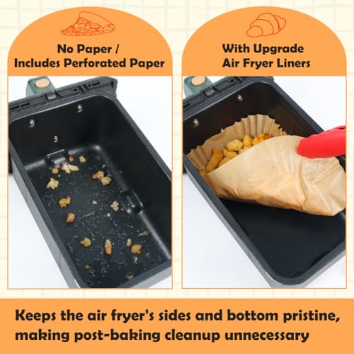 BYKITCHEN Air Fryer Liners for Ninja Dual Air Fryer, Set of 120, Rectangle Disposable Air Fryer Liners Compatible with Ninja DZ201/DZ401/DZ090, Instant Vortex and Other DualZone Airfryer