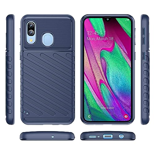 Phone case for Samsung Galaxy A40,Refined Carbon Fiber.Anti-Fall,Anti-Fingerprint.360°Full Protection case Blue