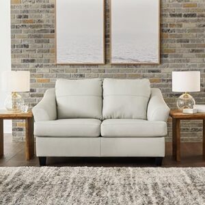 Signature Design by Ashley Genoa Modern Leather Match Loveseat, White