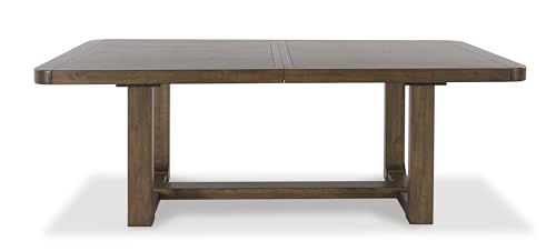 Signature Design by Ashley Cabalynn Farmhouse Dining Extension Table with 1 Removable Center Leaf, Light Brown