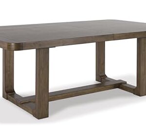 Signature Design by Ashley Cabalynn Farmhouse Dining Extension Table with 1 Removable Center Leaf, Light Brown