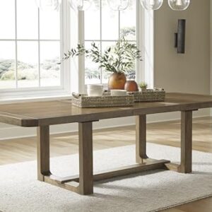 Signature Design by Ashley Cabalynn Farmhouse Dining Extension Table with 1 Removable Center Leaf, Light Brown