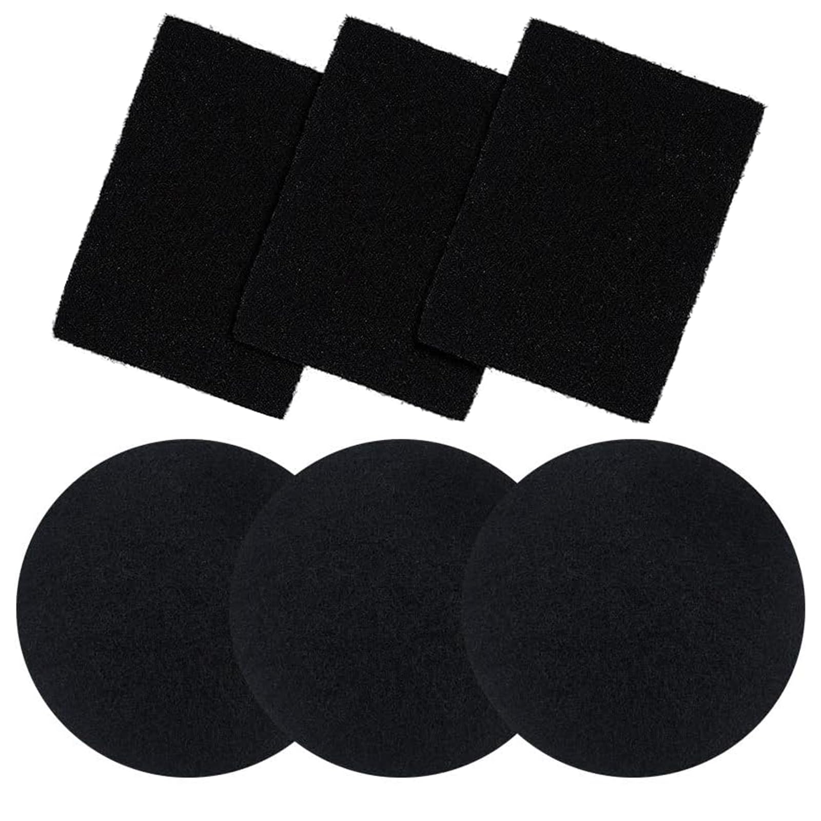 6 Pack Activated Carbon Compost Bin Filters, 6.75 Inch +5 Inch Round Replacement Filters for Kitchen Compost Pail, Countertop Bucket Refill Sets, Compatible with Compost Collector Square+Round