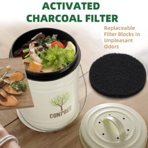 6 Pack Activated Carbon Compost Bin Filters, 6.75 Inch +5 Inch Round Replacement Filters for Kitchen Compost Pail, Countertop Bucket Refill Sets, Compatible with Compost Collector Square+Round