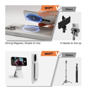 MOFT Phone Tripod Stand Compatible with iPhone 15/14/13/12 Series, Angle Adjustment & Strong Magnets & MagSafe Compatible MOVAS Invisible Selfie Stick Tripod, Misty Cove