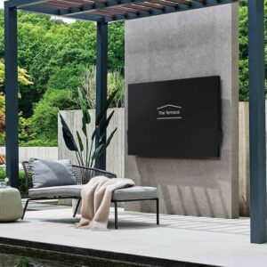 SAMSUNG 85-Inch The Terrace Outdoor Smart TV Dust Cover with Protective Lining, Breathable Holes, Soundbar Protection, Pocket for Remote and Accessories, VG-SDCC85G