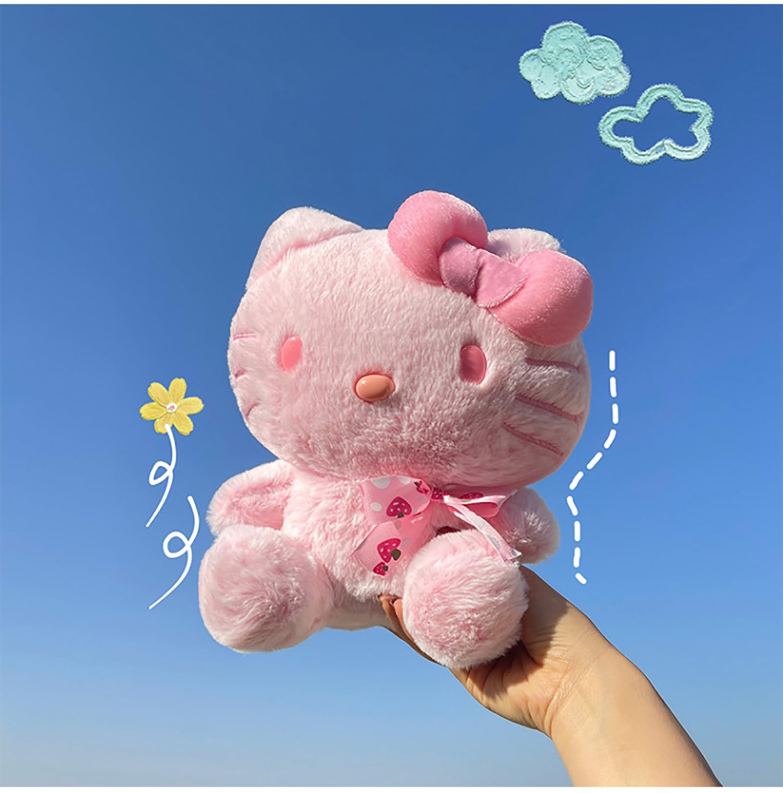 Comtaric 9 Inch Pink Kitty Plush - The Perfect for Birthdays, Halloween, and Christmas