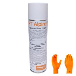 basf pt alpine reduced-risk insecticide: instant control for crawling and flying pests, with usa supply protective gloves and usa supply pest identification card