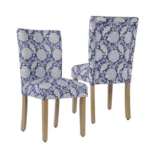 homepop classic parsons dining chairs, pack of 2, blue floral print