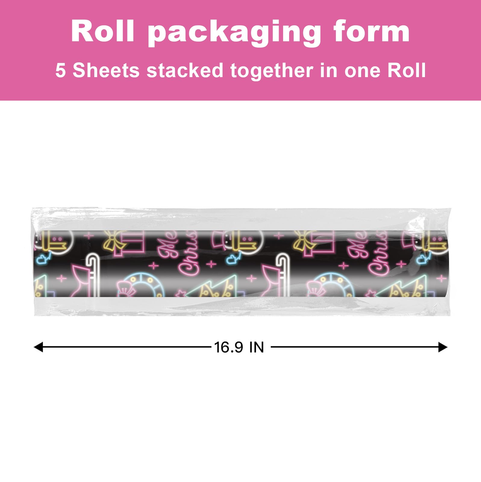 EWES Christmas Wrapping Paper Set 5 Rolls sheets 17x40 Inch Thick Black Pink For Gift Wrap Bundle Plaid Santa Claus Tree Funny Cute Kids Girls Boys Fun