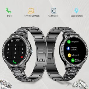 Smart Watches for Women (Answer/Make Call) with Diamonds, 1.32” HD Display Bluetooth Smartwatch for for iOS Android, IP68 Fitness Activity Trackers with Heart Rate/SpO2/Sleep Monitor/Menstrual Cycle