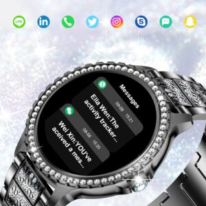 Smart Watches for Women (Answer/Make Call) with Diamonds, 1.32” HD Display Bluetooth Smartwatch for for iOS Android, IP68 Fitness Activity Trackers with Heart Rate/SpO2/Sleep Monitor/Menstrual Cycle