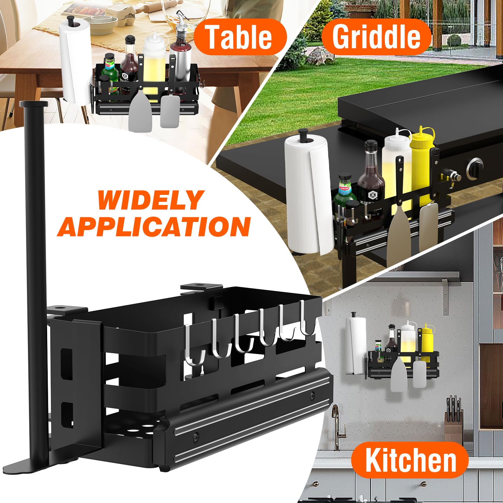 BSTTEK Griddle Caddy for Blackstone Griddles,Blackstone Griddle Accessories Space Saving for Blackstone,Blackstone Caddy Organize Storage with Magnetic Tool Holder & Paper Towel Holder,NO Drilling