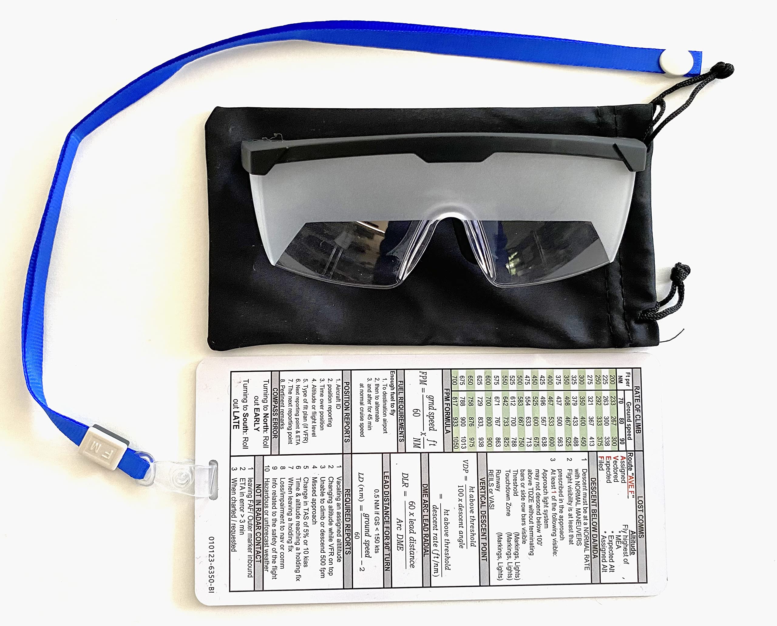 Crystal Pilot Certified IFR Training Glasses/ View Limiting Goggles with Strap & IFR Cheat Sheet for Exam Test Prep (With Strap & IFR Cheat Sheet)