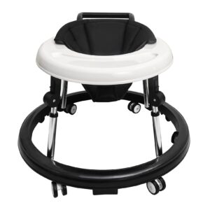 baby walker, 9-gear height adjustable baby walker with wheels, foldable infant toddler walker with foot pads, baby walkers and activity center for baby boys and baby girls 6-24 months