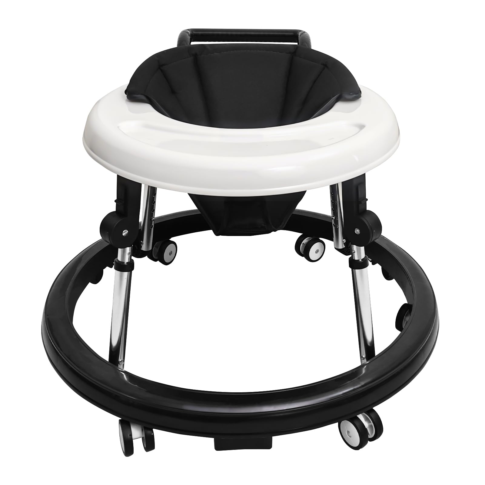 Baby Walker, 9-Gear Height Adjustable Baby Walker with Wheels, Foldable Infant Toddler Walker with Foot Pads, Baby Walkers and Activity Center for Baby Boys and Baby Girls 6-24 Months