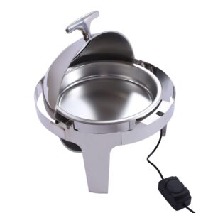 6.3qt round chafing dish buffet set, stainless steel food warmer with 2 pots