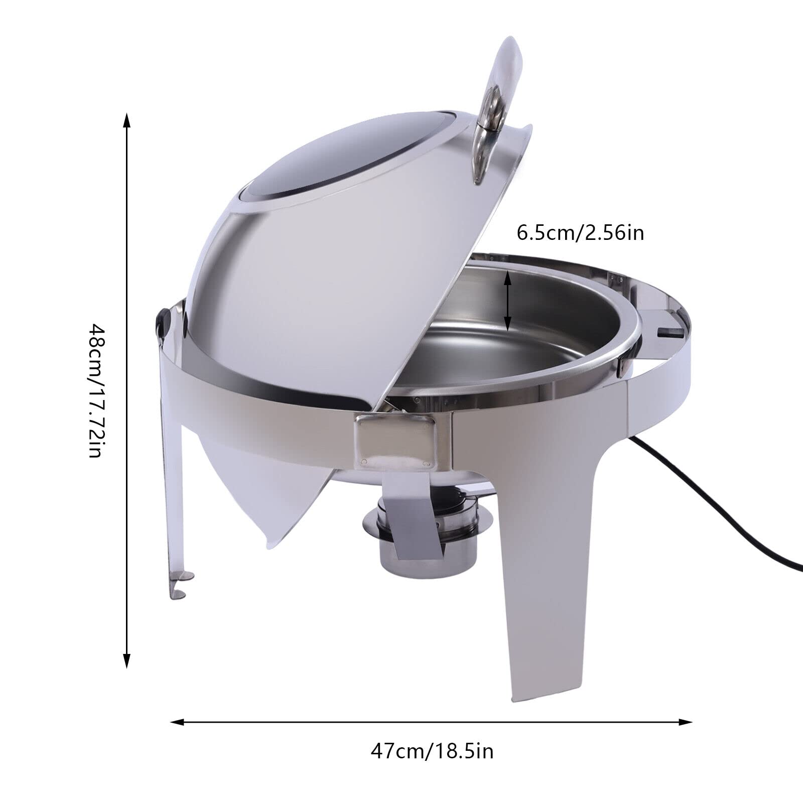 6.3QT Round Chafing Dish Buffet Set, Stainless Steel Food Warmer with 2 Pots