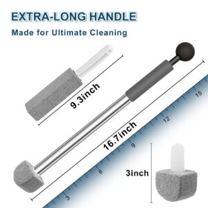 16.7In Long Pumice Stone for Toilet Cleaning,RRETECK Toilet Pumice Stone with Long Handle,Ergonomic Toilet Wand Scouring Stick Toilet Bowl Brush Tool for Toilets,Sinks,Grills,Tiles,BBQ&Pools