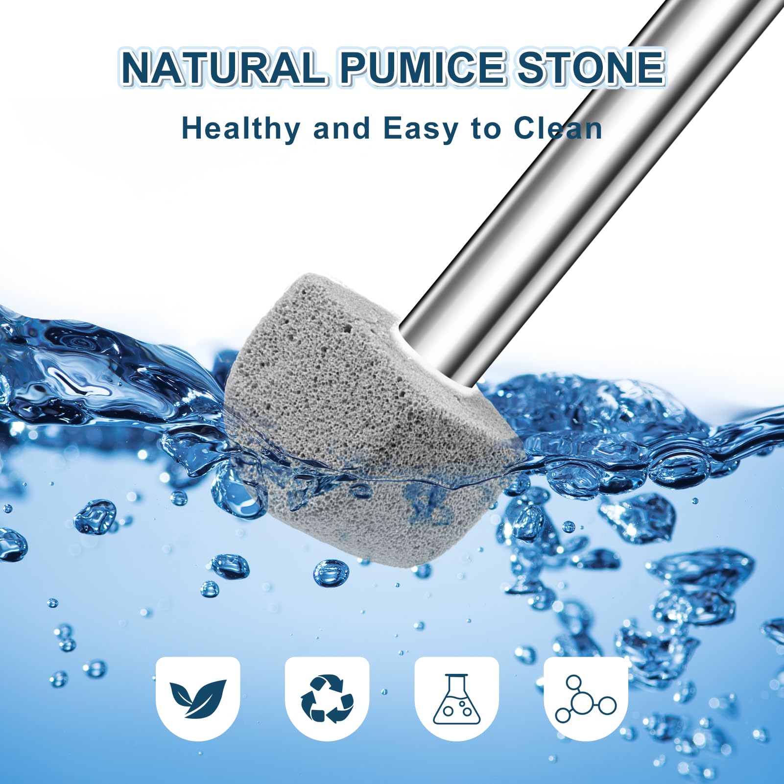 16.7In Long Pumice Stone for Toilet Cleaning,RRETECK Toilet Pumice Stone with Long Handle,Ergonomic Toilet Wand Scouring Stick Toilet Bowl Brush Tool for Toilets,Sinks,Grills,Tiles,BBQ&Pools