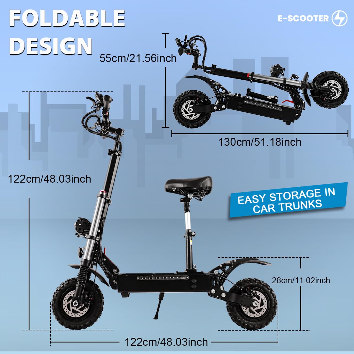 T88 Electric Scooter Adults, 5600W Dual Motor 60V38.5Ah Battery Max 50 MPH & 60Miles Long Range, Dual Oil Disc Braking & Dual Hydraulic Shock Absorption, Dual Charger and 11'' Vacuum Off-Road Tires