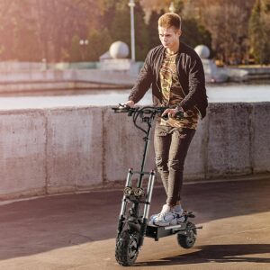 T88 Electric Scooter Adults, 5600W Dual Motor 60V38.5Ah Battery Max 50 MPH & 60Miles Long Range, Dual Oil Disc Braking & Dual Hydraulic Shock Absorption, Dual Charger and 11'' Vacuum Off-Road Tires