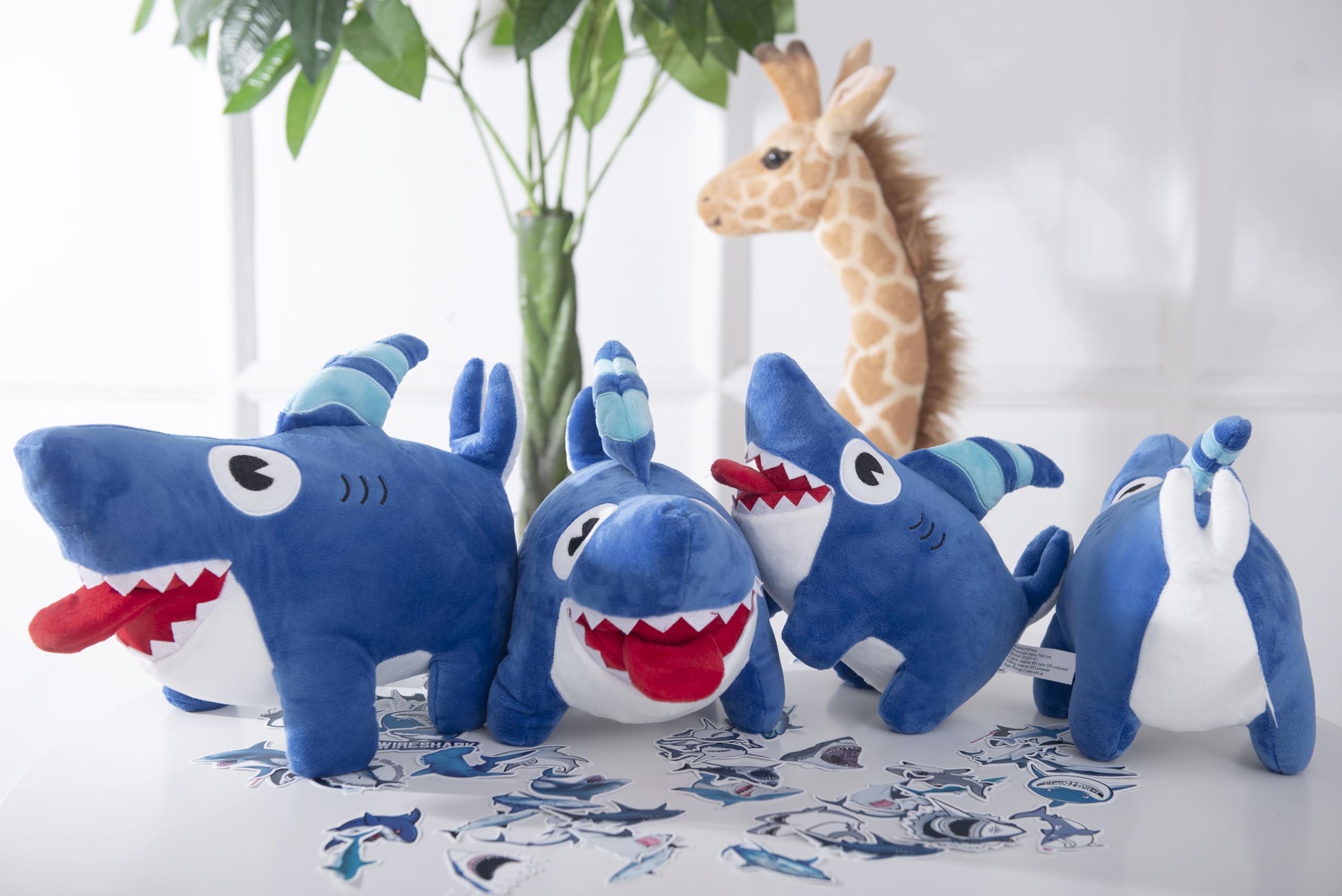 YHPHany Shark Dog Toy (13 inch Plush) with 25 Free Stickers, sharkdog, Shark Plush Animals Plush Doll Birthday Gift, Children, Boys, Girls (Blue Shark Plush)…