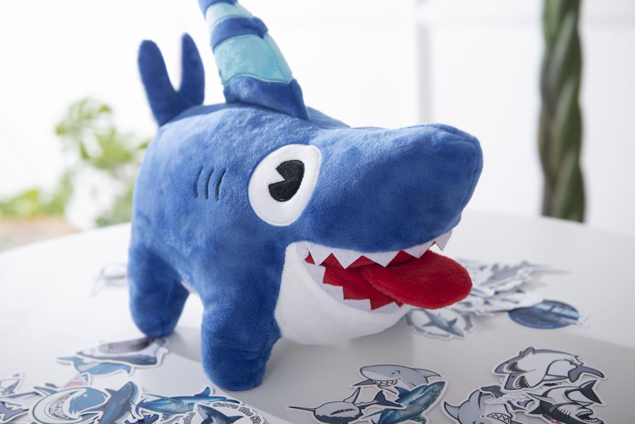 YHPHany Shark Dog Toy (13 inch Plush) with 25 Free Stickers, sharkdog, Shark Plush Animals Plush Doll Birthday Gift, Children, Boys, Girls (Blue Shark Plush)…