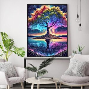 CNITUR DIY 5D Diamond Painting Kits for Adults Diamond Art Tree of Life Diamond Painting Full Drill Crystal Rhinestone Embroidery Craft Kits for Home Wall Decor Gifts, Diamond Art Kits B10045