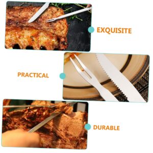 GANAZONO 5 Sets Barbecue and Fork Stainless Steel Fork Cutter Outdoor Barbecue Tools smore kit Sushi kit Barbecue Fork Brisket Long Handle Cutter Meat Knives Portable