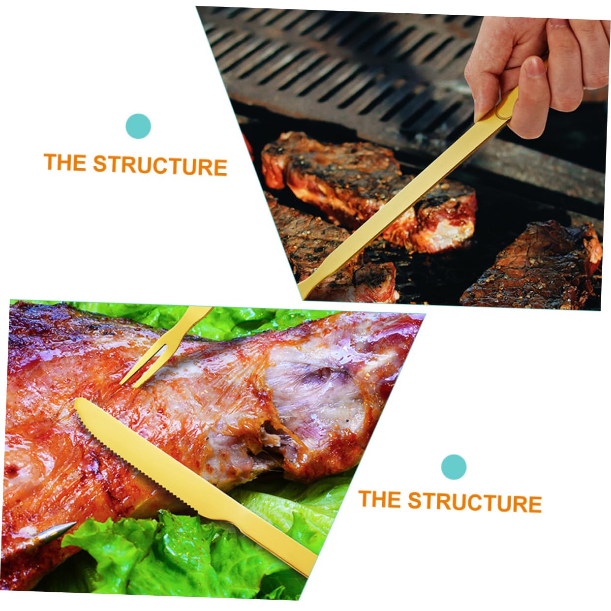 Yardwe 3 Sets Barbecue and Fork Carving Fruit Barbecue Meat Brisket BBQ Fork Meat Slicing Steak Knives Stainless Steel Meat Cleaver Outdoor