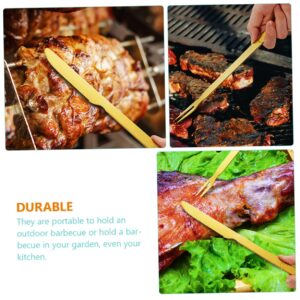 Yardwe 4 Sets Barbecue and Fork Cooking Fork Meat Fork Cheese Knives Roasting Fruit Barbecue Meat Barbecue Fork BBQ Tool BBQ Fork Stainless Steel Long Handle