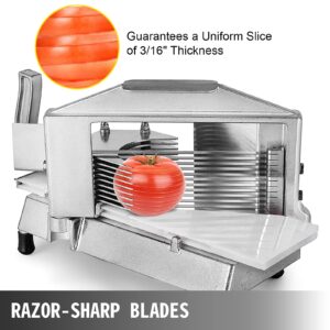 VEVOR Commercial Tomato Slicer, 3/16-Inch Tomato Cutter Vegetable Slicer, Manual Tomato Cutter with Built-in Cutting Board, Stainless Steel Blades for Restaurant or Home Use