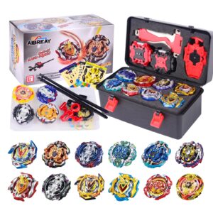 aibreay bey battling top burst gyro toy set 12 spinning tops 3 launchers 1 grip toy blade combat battling game with portable storage box gift for kids children boy and girl ages 6+…